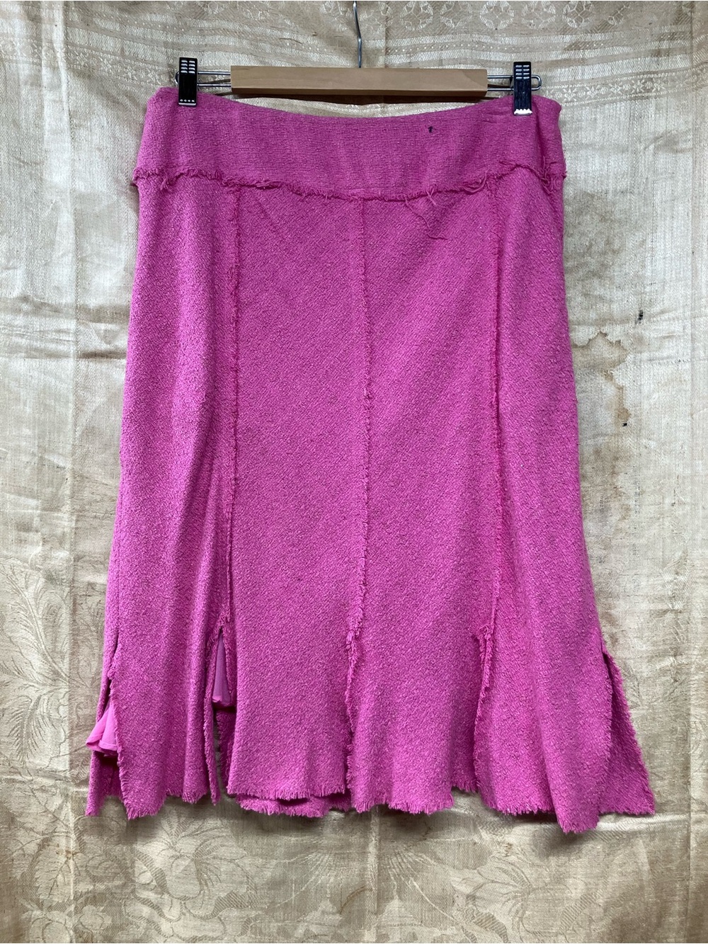WDNY Pink Textured A-Line Midi Skirt